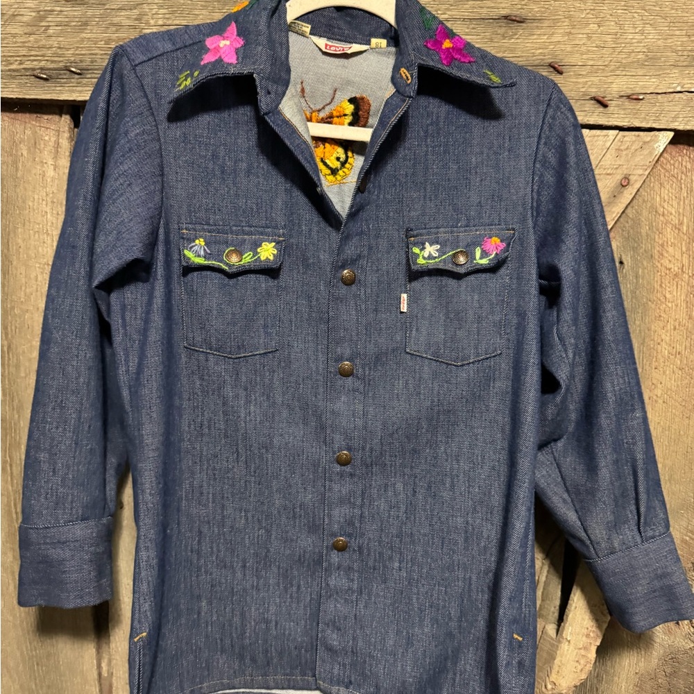 Levi's Vintage 1970’s Blue Denim Shirt with  Embroidery